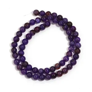 Natural purple dragon vein agate round beads strand for DIY jewelry making accessories.