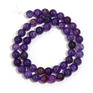 Natural purple dragon vein agate round beads loose beads DIY jewelry making accessories wholesale