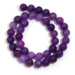 Natural purple dragon vein agate round loose beads for DIY jewelry making and bracelets.