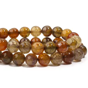 Natural crackle dragon vein agate round beads for DIY jewelry making, bracelet and necklace.