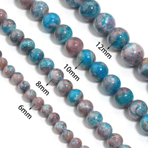 Perline rotonde in pietra naturale fili di gemme per gioielli DIY artigianato e bracciali.