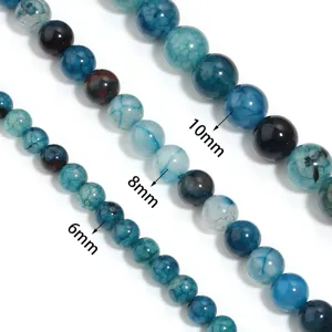 Natural stone dragon vein agate round beads 6mm 8mm 10mm DIY jewelry accessories wholesale