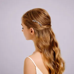 Elegant Rhinestone Floral Hair Comb Forest Style Vintage Gold Silver Metal Hair Insert For Bridal Wedding Party Women Hair Accessories