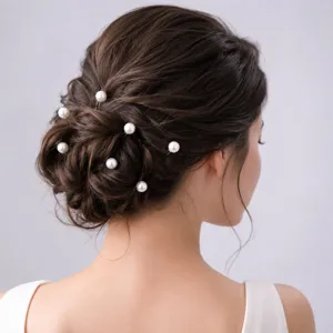 Horquillas para El Cabello en U de Lujo Francesas Con Perlas Artificiales Y Diamantes de Imitación para Mujer Boda Fiesta Novia Joyería de Aleación