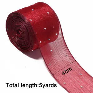 Rotes transparentes Netz Strass Band 4cm Breite 5 Yards Gesamtlänge für DIY Handwerk Geschenke