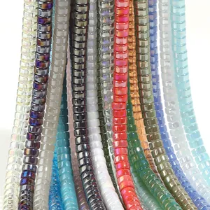 Colorful electroplated glass rondelle spacer beads for DIY jewelry making main view.
