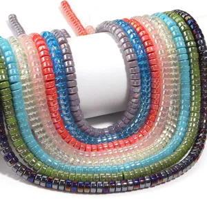 Colorful electroplated glass rondelle beads DIY jewelry making accessories and loose beads.