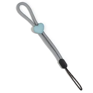 Breve Cordino per Telefono Antismarrimento con Cuore Blu Cinturino Tracciato Grigio