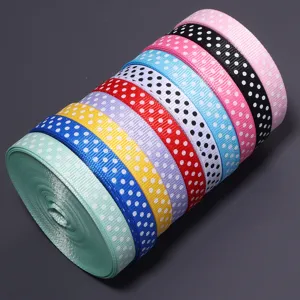 Nastro grosgrain a pois colorati per fiocchi per capelli fai da te e decorazione regalo.