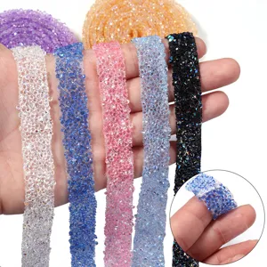 Banda de diamantes de resina detalle, tira de cristal adhesiva para manualidades de vestidos.