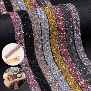Cinta de Diamantes de Imitación de Resina AB Autoadhesiva Tira de Fijación por Calor para Ropa DIY Accesorios para el Cabello