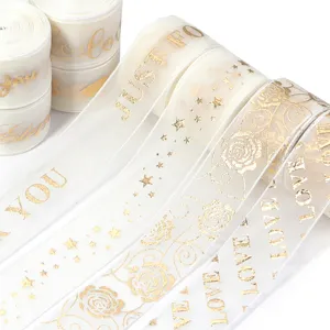 Goldfolienprägung Fischgarn Verpackungsband Weißes Netz Geschenkband Für Kuchenschachtel Blumenstrauß Party Dekoration