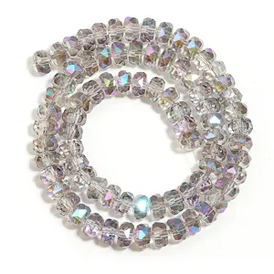 Faceted crystal rondelle spacer beads for DIY jewelry making, crafts and accessories.