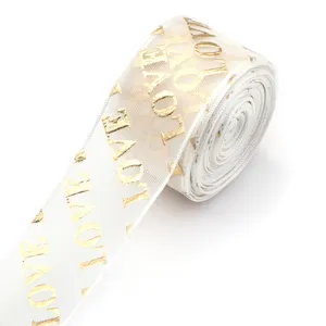 Goldfolien bedrucktes Organzaband für Geschenke, Kuchenboxen, Blumensträuße und Partydeko.