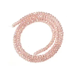 Faceted crystal spacer beads pink bicone glass beads for DIY jewelry making and craft accessories.