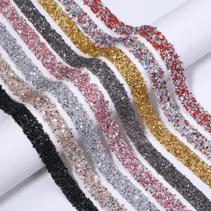 Cinta de diamantes de imitación de resina, banda de cristales para accesorios de ropa.