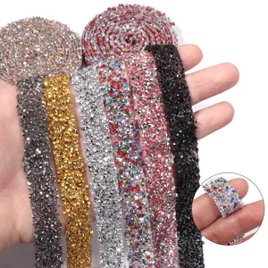 Cinta de diamantes de imitación de resina adhesiva hotfix tira de cristal DIY accesorios ropa