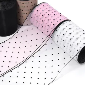 Ruban tulle pois rouleau de tissu pour nœuds de cheveux DIY vêtements couture décoration.