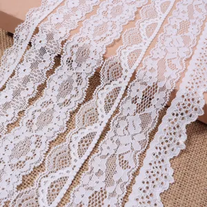 Nastro di Pizzo Elastico Bianco Sporco Squisito Motivo Floreale Traforato Bordo in Pizzo per Abiti da Sposa Intimo Accessori per Abbigliamento