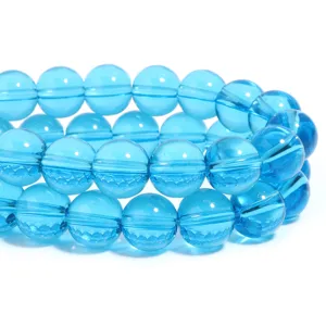 Lake Blue Transparent Glass Beads DIY Jewelry Making Loose Strands Bracelet Accessor