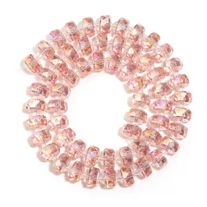 Faceted crystal rondelle spacer beads pink glass charm DIY jewelry making accessories