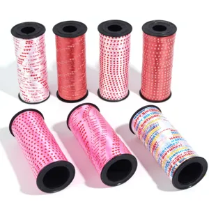 Heart print ribbon rolls for gift wrapping, party decoration, and holiday celebration details.