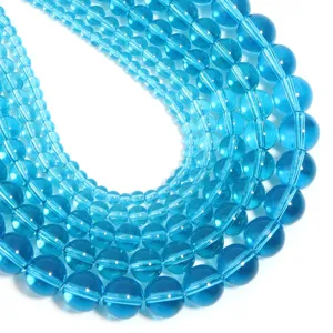 Turquoise transparent glass beads loose strands for DIY jewelry making necklaces bracelets
