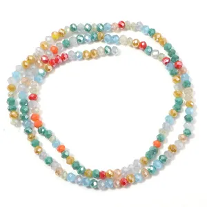 Multi-color faceted crystal glass beads for DIY jewelry making, bracelets, necklaces, and crafts.