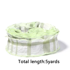 Polyester bubble plaid pleated ribbon for DIY bows, cake boxes, and clothing lace.