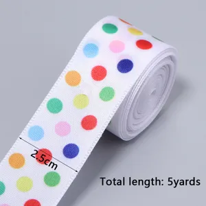 Buntes Polyesterband mit bunten Punkten für Geschenkverpackung und Party, 2,5cm breit.