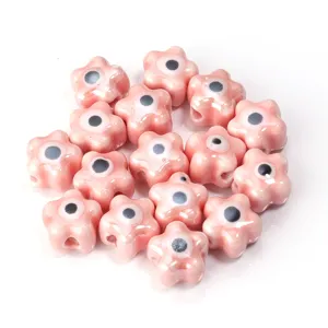 Keramische bloem kralen roze sieraden maken evil eye afstandskralen voor armband