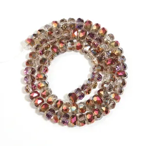 Faceted crystal rondelle spacer beads, sparkling AB coated design for DIY jewelry making.