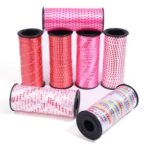 Colorful heart printed ribbon rolls for gift wrapping, party decoration, and festive events.