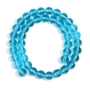 Lake blue transparent glass beads semi-finished loose bead string for DIY jewelry crafts.