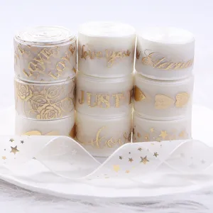 Goldfolie Organza Bänder für Geschenkverpackung, Tortenboxen, Blumensträuße und Partydeko.