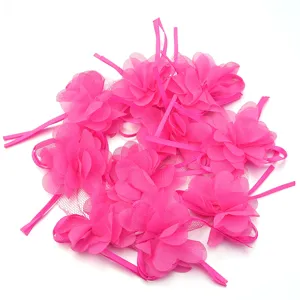 Heißrosa Chiffon Band 3D Blumen DIY Zubehör für Bekleidung Handwerk und Haarspangen.