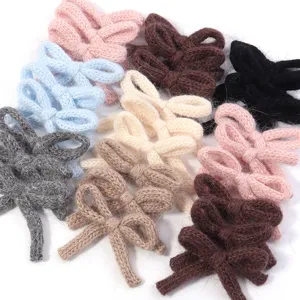 Korean style candy color plush knitted bow DIY accessories for hair clips and clothing.