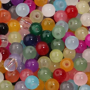 Perles rondes en verre coloré en vrac pour bijoux faits à main DIY, couleurs bonbon.