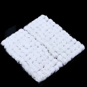 White PE foam rose heads with mesh for wedding hotel decoration and DIY craft accessories