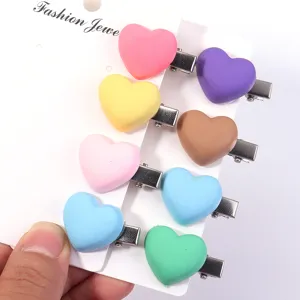 Kleurrijk PVC hart haarspelden schattige matte haarspeld metalen krokodilklemmen haar
