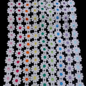 Ribete de encaje de margarita colorido para accesorios de ropa y lazos hechos a mano