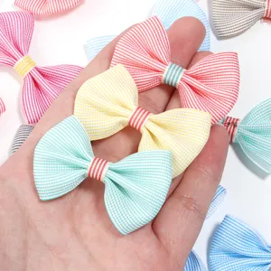 Pequeña pinza de pelo con lazo a cuadros DIY, accesorio bonito para horquillas de bebé y ropa.