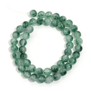 Perle rotonde in calcedonio verde naturale per la creazione di gioielli e accessori.