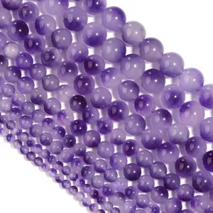 Perline rotonde di calcedonio viola naturale, pietre sfuse per accessori gioielli DIY