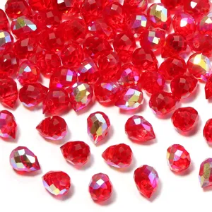 Rode AB gefacetteerde glas kristal druppel kraal voor DIY armband ketting sieraden maken