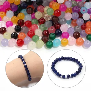 Perles en Verre Couleur Bonbon Perles Rondes en Vrac pour Bracelet Collier Chaîne de Téléphone DIY Fournitures de Bijoux Faits Main