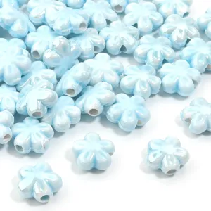 Perline distanziatrici in ceramica azzurra a cinque petali per gioielli fai-da-te e lavorazione
