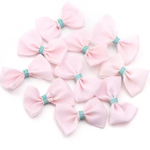 Detalles de lazo de tela de cuadros rosa, accesorios para el pelo DIY y adornos artesanales.