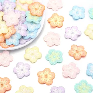 Colorful embroidered plum flower patches, gold thread detail, DIY craft and clothing repair accessory.