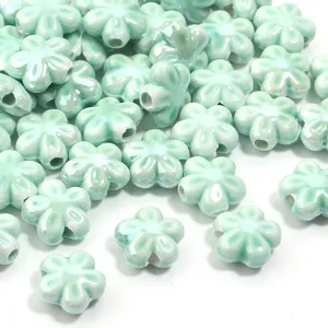 Perline di fiori in ceramica verde chiaro fai da te braccialetto collana componenti